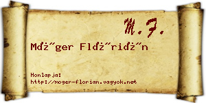 Móger Flórián névjegykártya